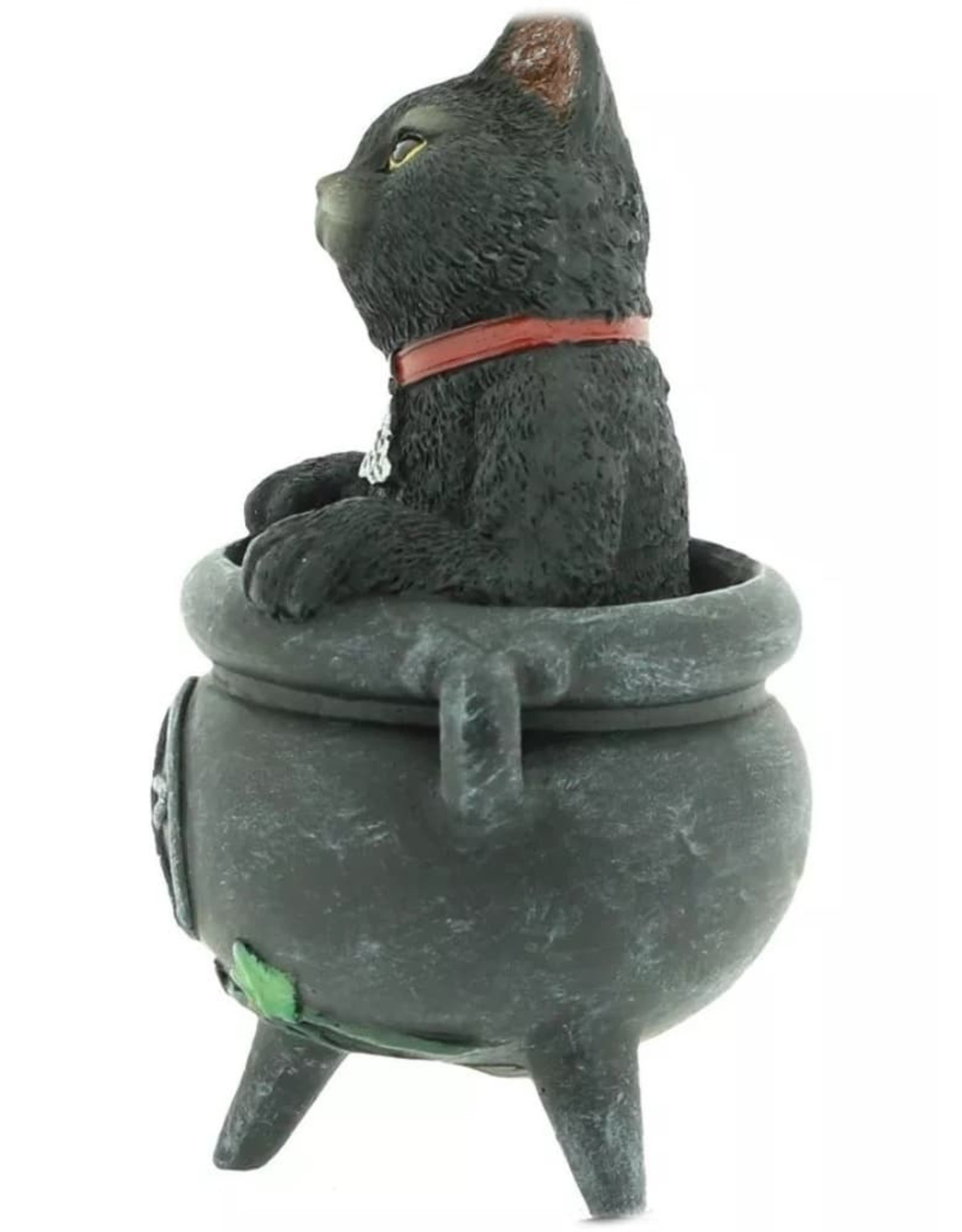 Alator Collectables -  Black Cat Smudge in Cauldron figurine  12cm - Lisa Parker