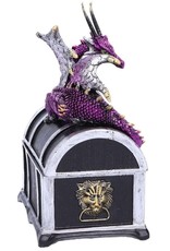 Alator Gothic and Steampunk accessories -  Treasure chest with purple dragon on it - Reptillian Riches - Nemesis Now