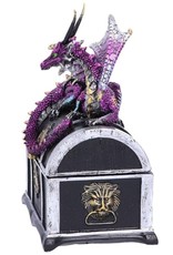 Alator Gothic and Steampunk accessories -  Treasure chest with purple dragon on it - Reptillian Riches - Nemesis Now