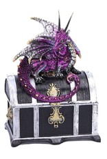 Alator Gothic and Steampunk accessories -  Treasure chest with purple dragon on it - Reptillian Riches - Nemesis Now