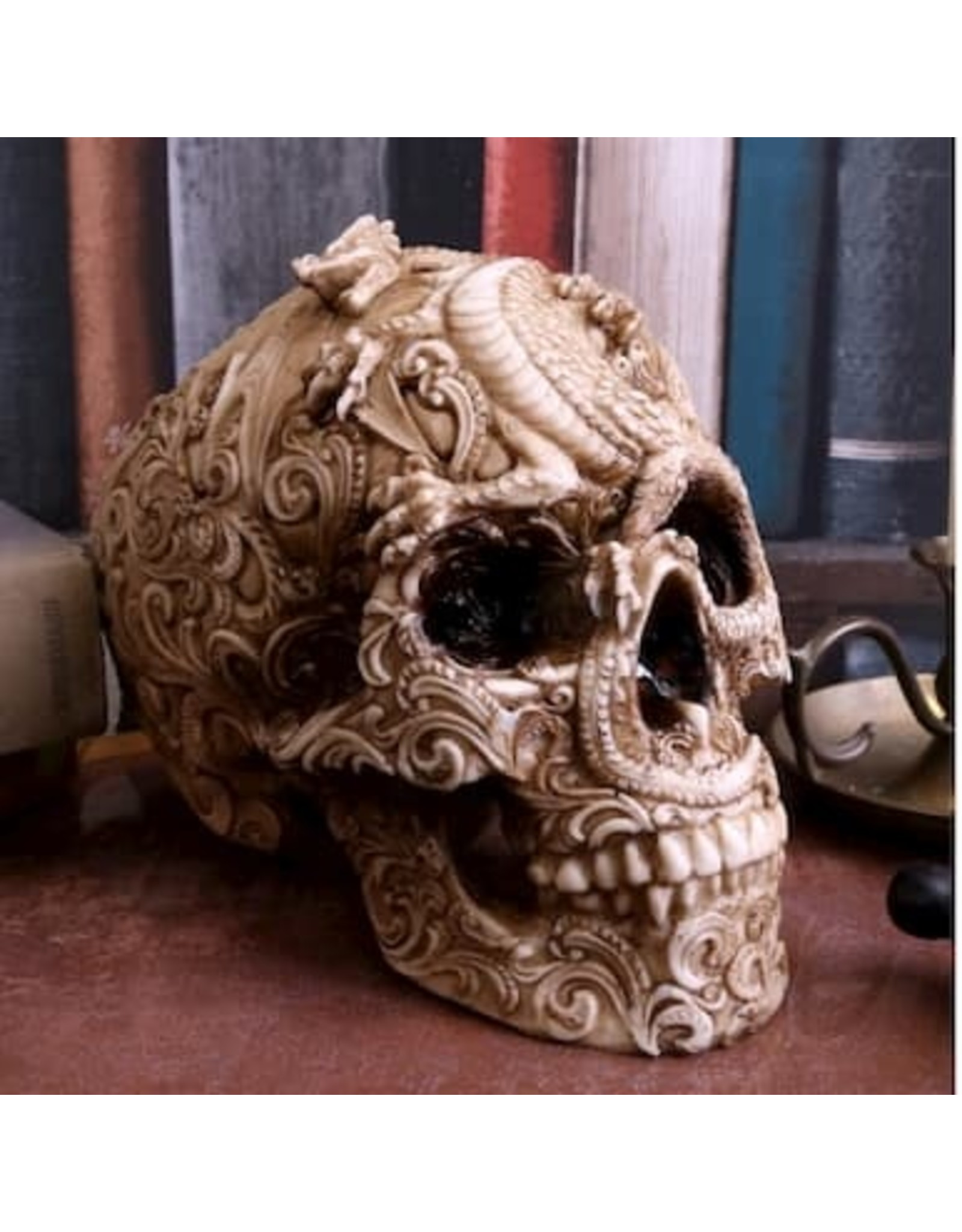 Alator Skulls - Skull with engraved Dragon ornament Cranial Drakos - Nemesis Now