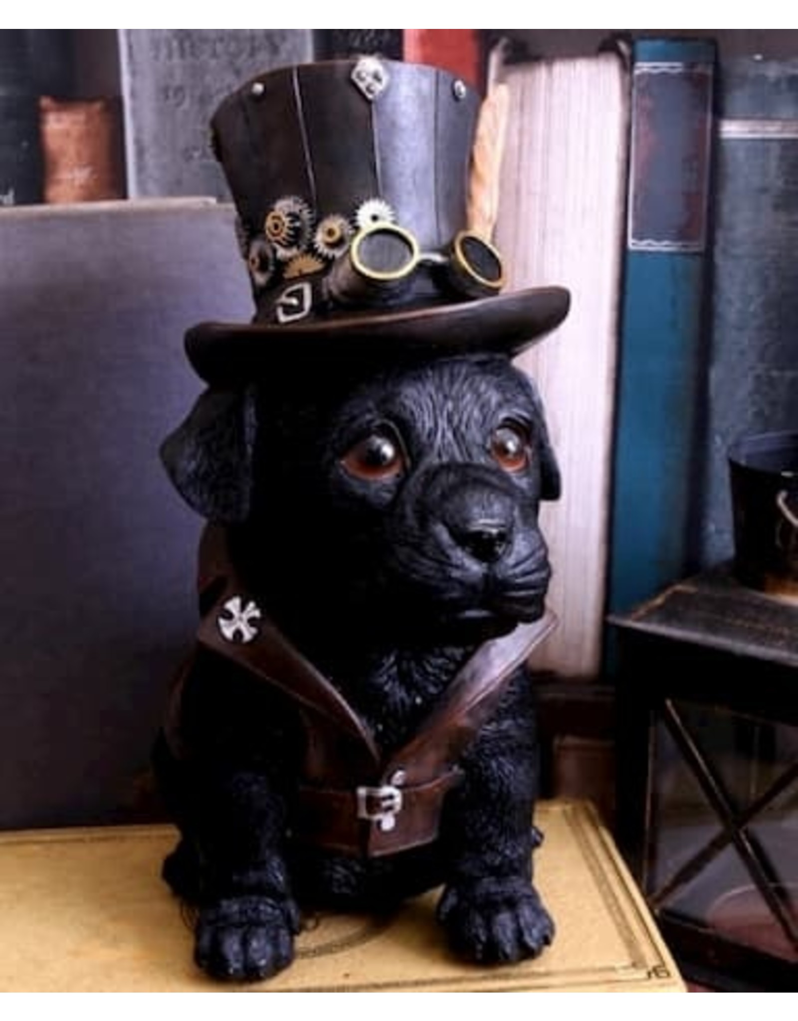 Alator Collectables - Steampunk Dog with top hat Cogsmiths - Nemesis Now