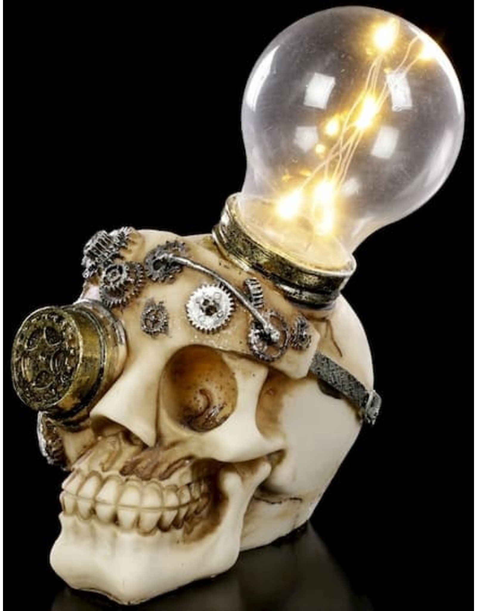 Alator Skulls - Steampunk Skull with light bulb Light Minded - Nemesis Now