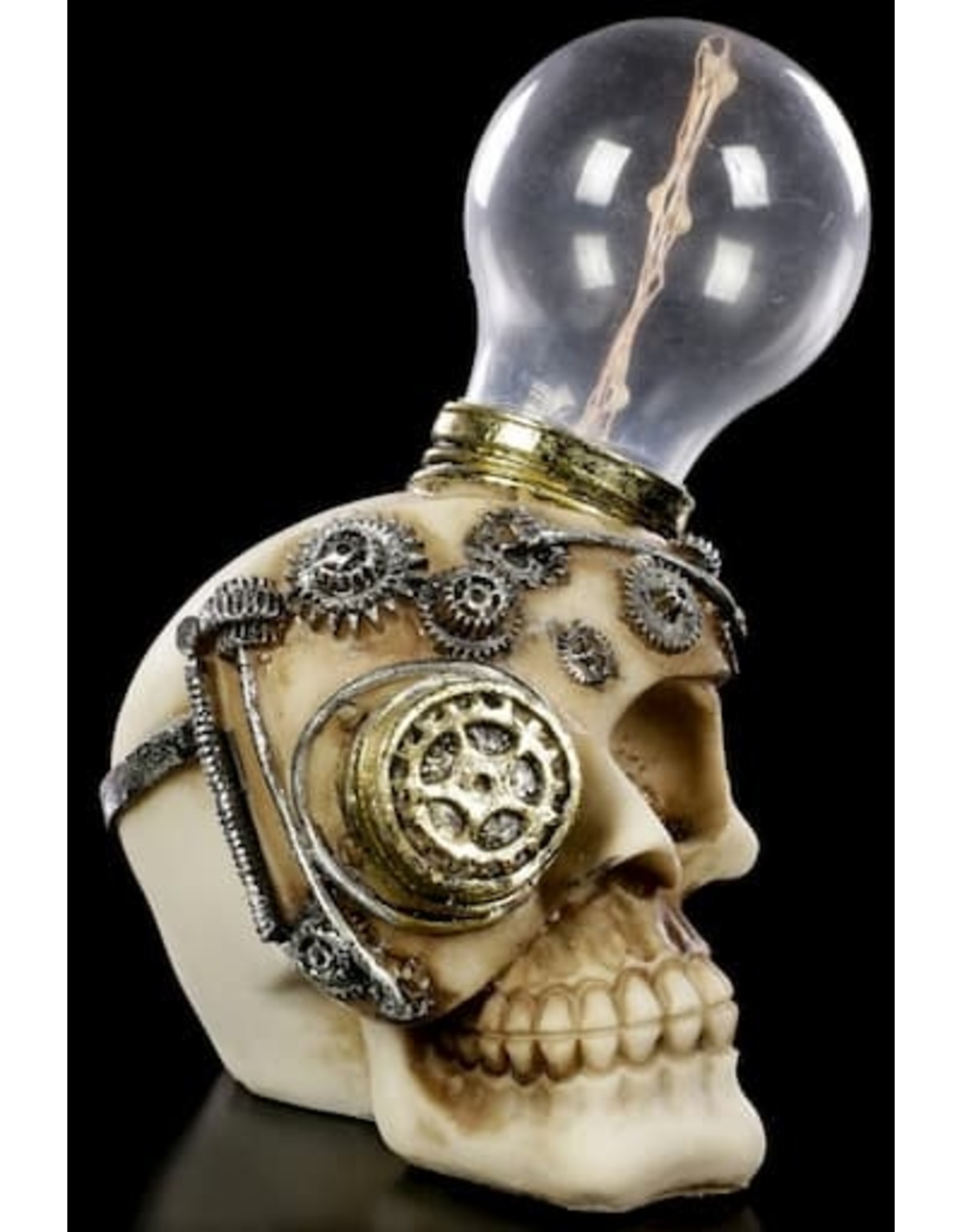 Alator Skulls - Steampunk Skull with light bulb Light Minded - Nemesis Now