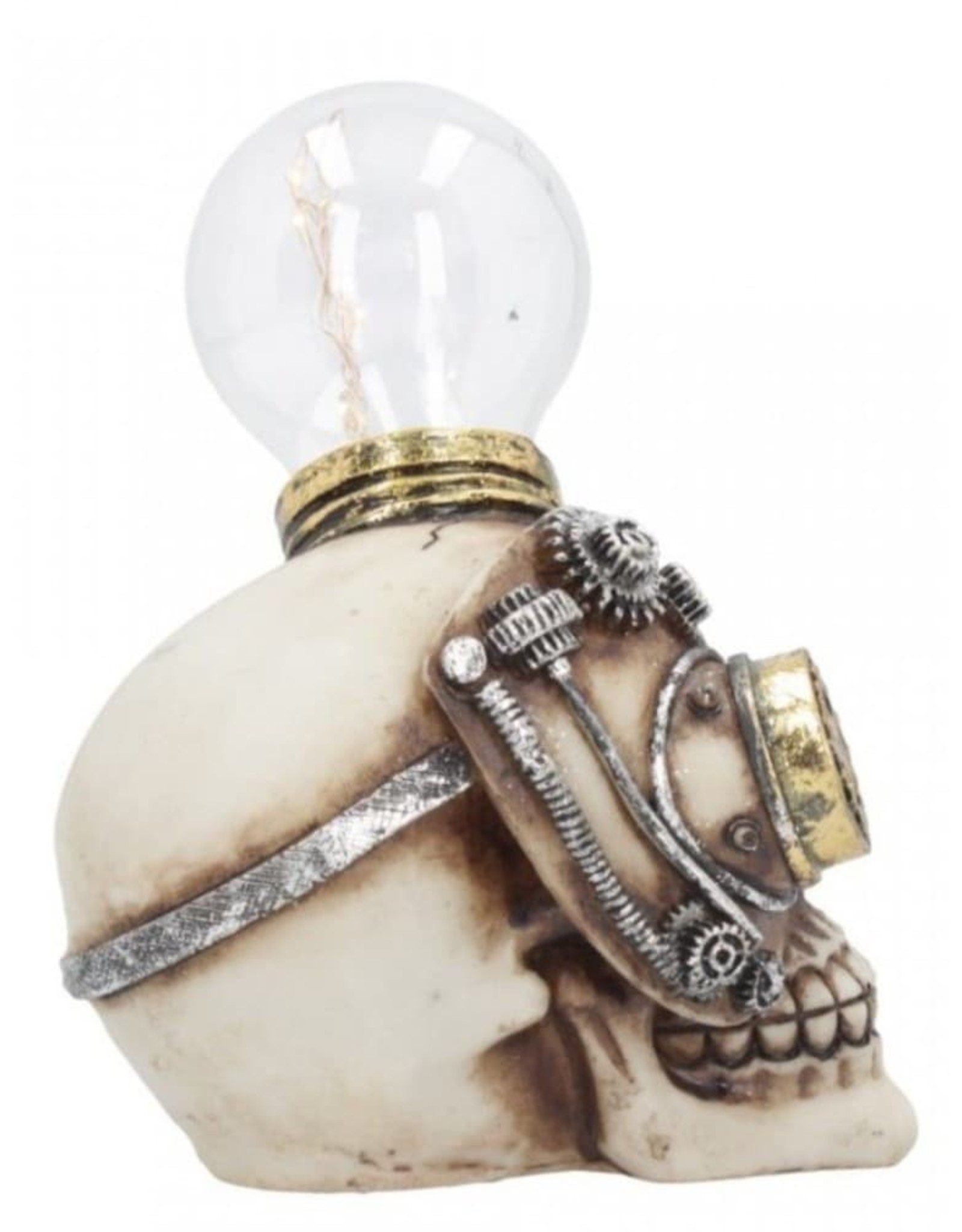 Alator Skulls - Steampunk Skull with light bulb Light Minded - Nemesis Now