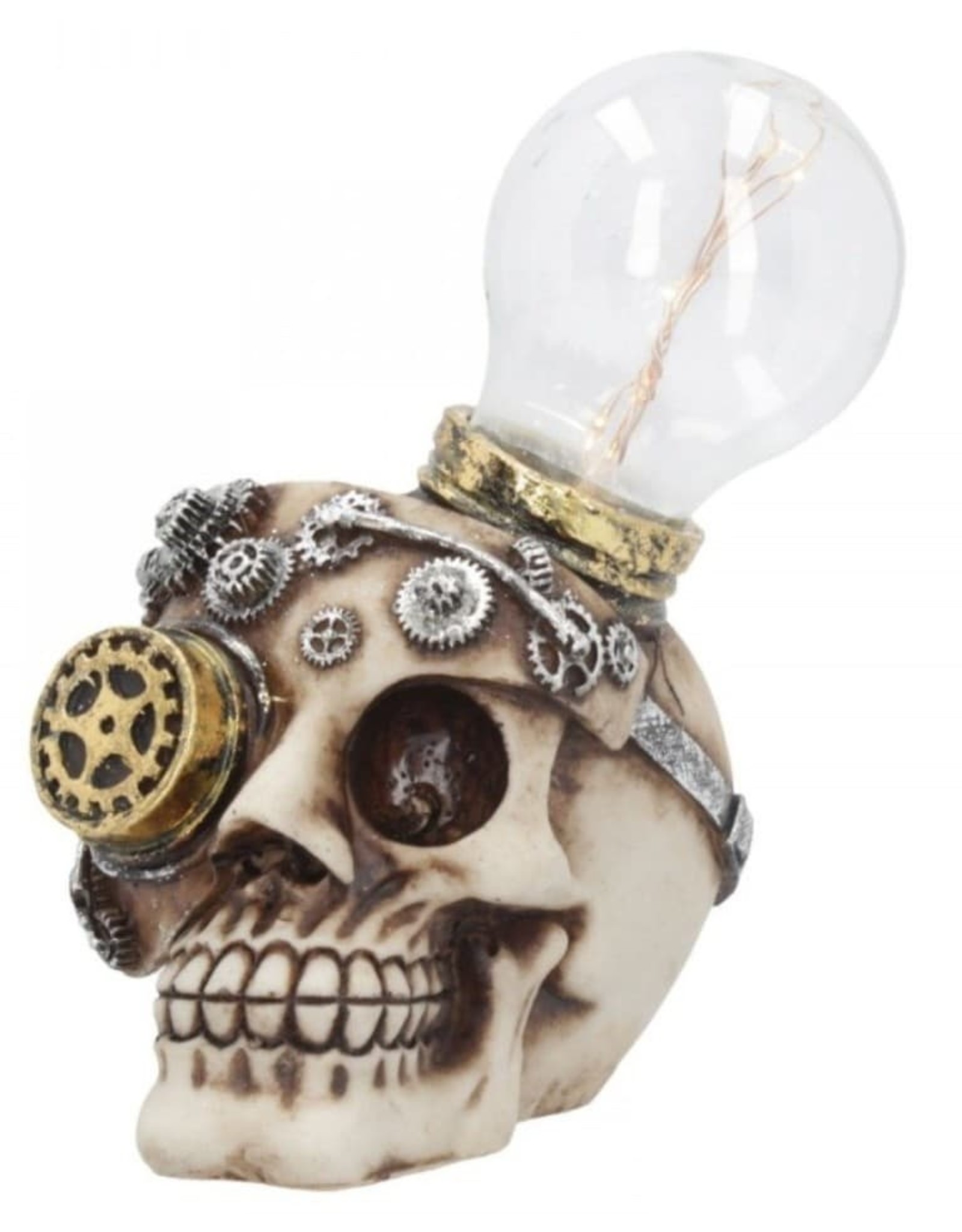 Alator Skulls - Steampunk Skull with light bulb Light Minded - Nemesis Now