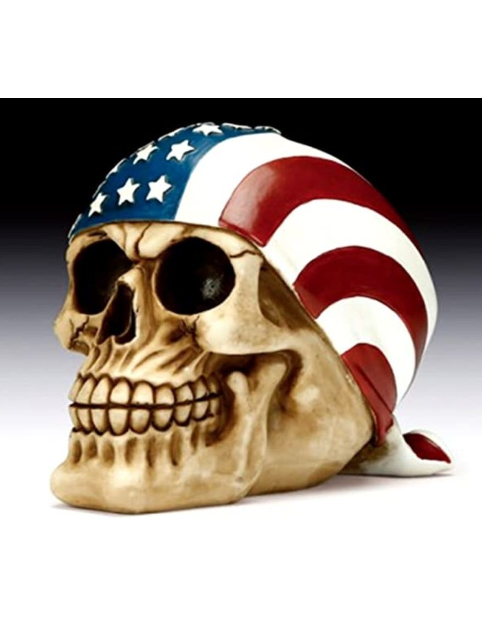 Dark Desire Skulls, Skeletons and Dragons - Skull wearing American Flag bandana