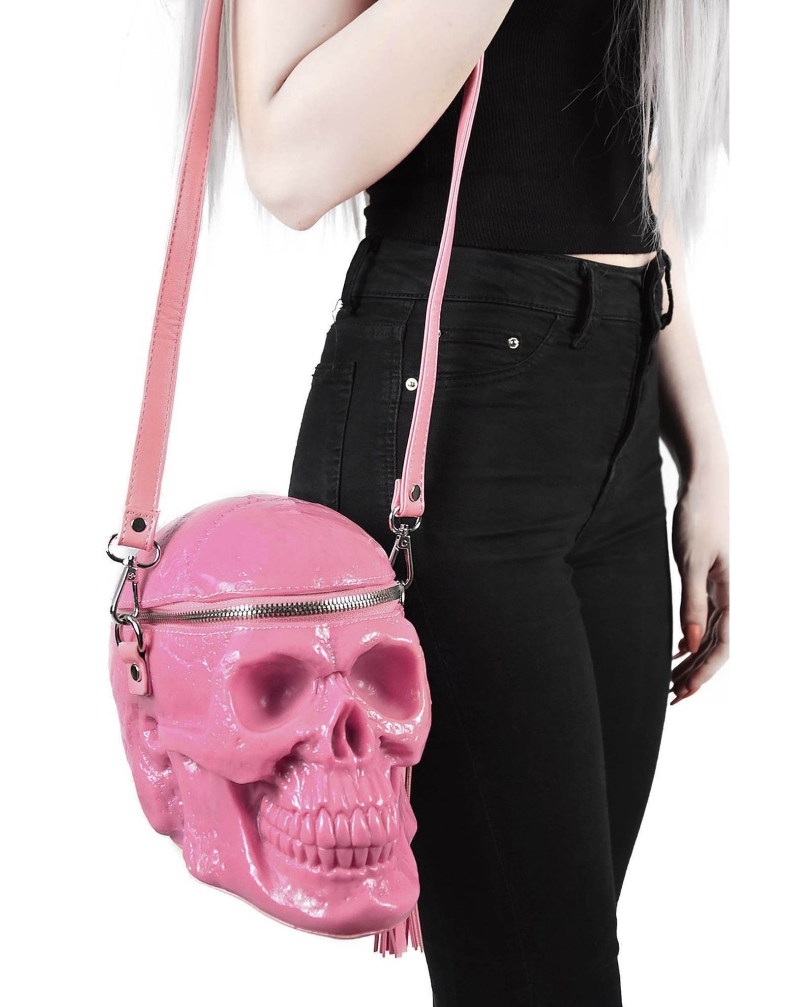 Killstar Gothic bags Steampunk bags - KillStar Grave Digger Skull handbag (Bubblegum)