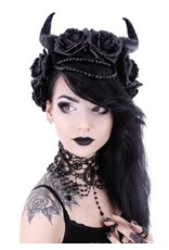 Restyle Gothic and Steampunk accessories - Long Horns with roses haarband Evil Queen