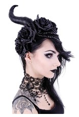 Restyle Gothic and Steampunk accessories - Long Horns with roses haarband Evil Queen