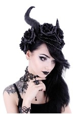 Restyle Gothic and Steampunk accessories - Long Horns with roses haarband Evil Queen