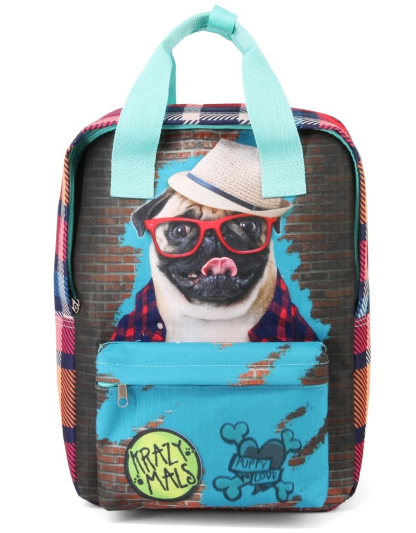 Krazymals Backpacks  and fanny packs -  Krazymals backpack Pug wearing glasses and hat