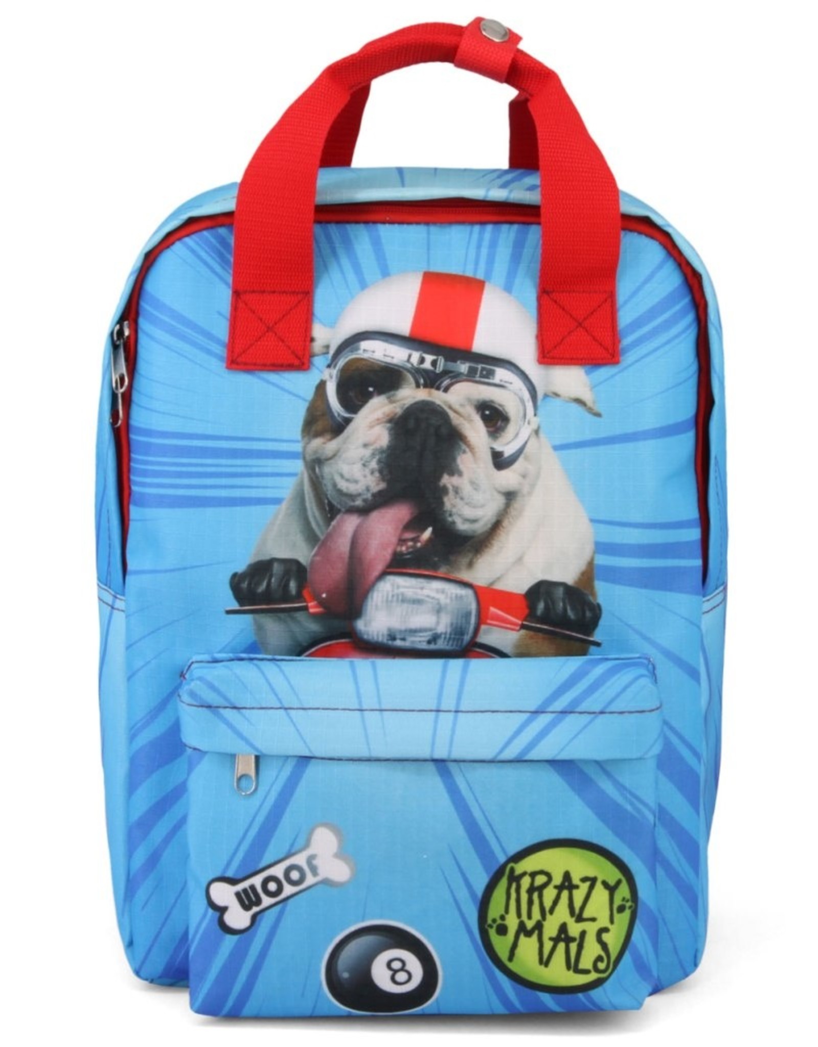 Krazymals Backpacks  and fanny packs - Krazymals backpack Bulldog wearing helmet and goggles