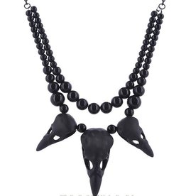 Restyle Raven Talisman Necklace with Raven Skulls - Restyle