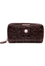 Bellicci Leren Portemonnees - Leren portemonnee gevlochten gewassen leer Bellicci (d.bruin)