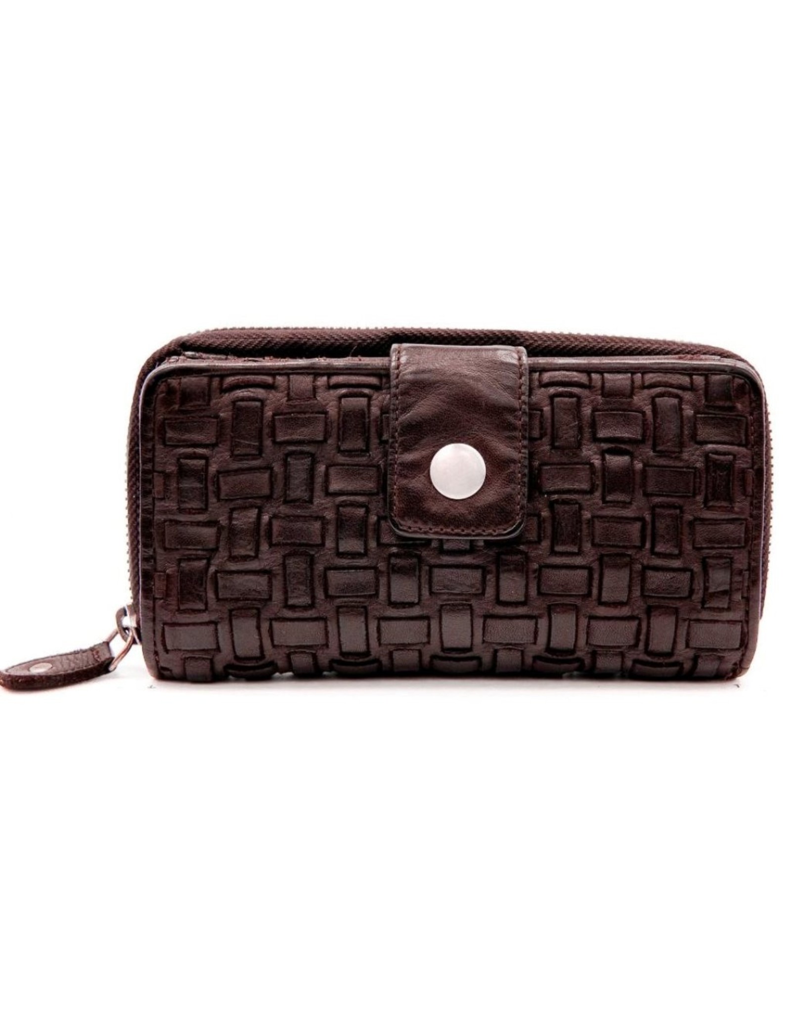 Bellicci Leather Wallets - Leather wallet braided washed leather Bellicci (mocca)