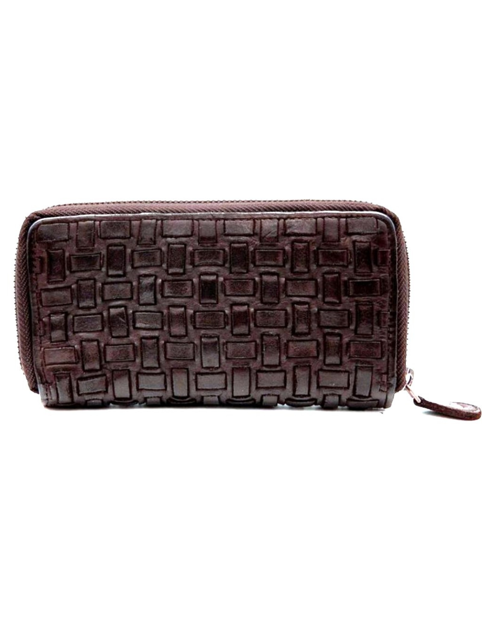 Bellicci Leather Wallets - Leather wallet braided washed leather Bellicci (mocca)
