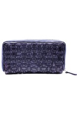 Bellicci Leather Wallets - Leather wallet braided washed leather Belliicci (blue)