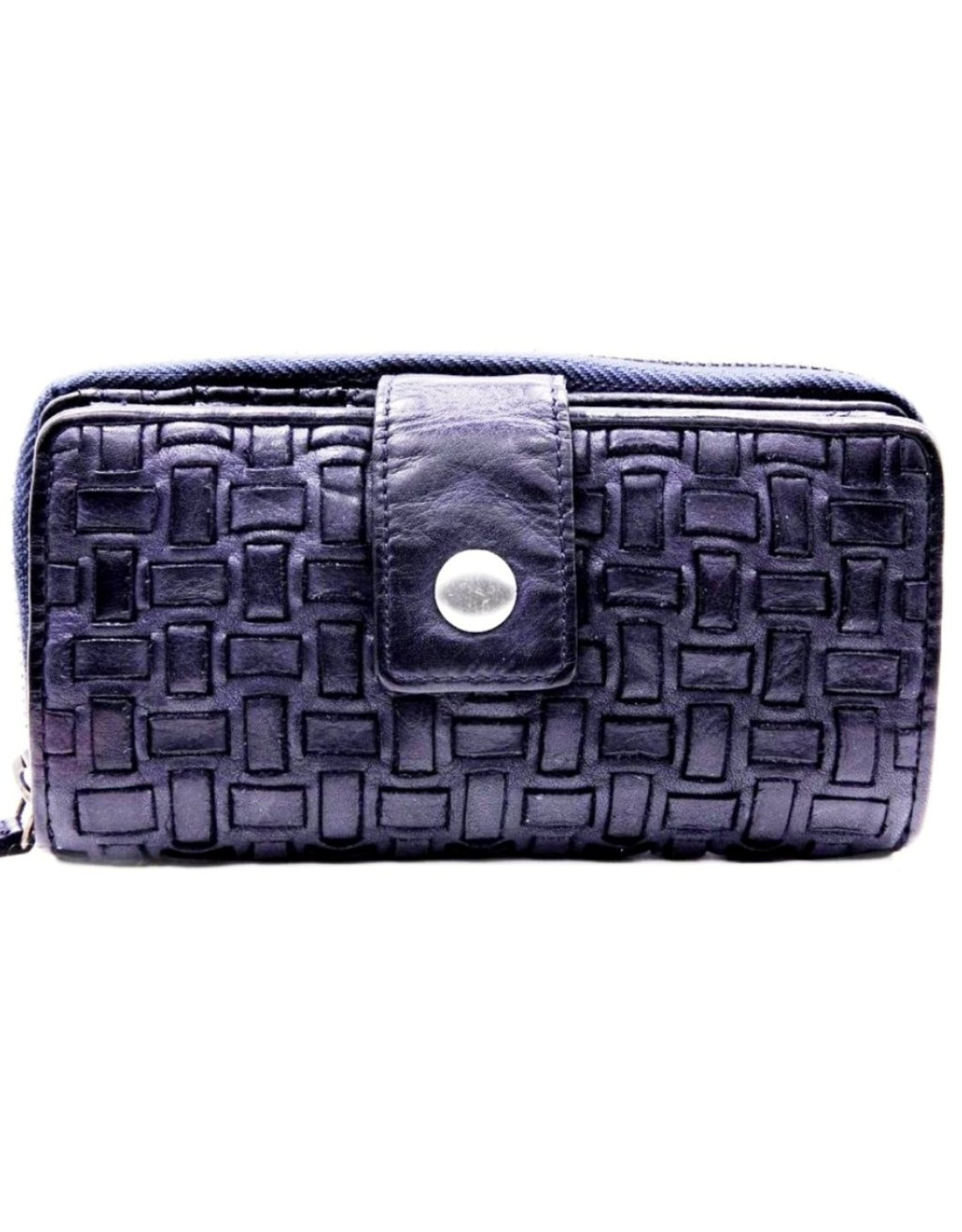 Bellicci Leather Wallets - Leather wallet braided washed leather Belliicci (blue)