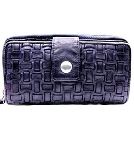 Bellicci Leather wallet braided washed leather blue