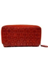 Bellicci Leather Wallets - Leather wallet braided washed leather Bellicci (red)