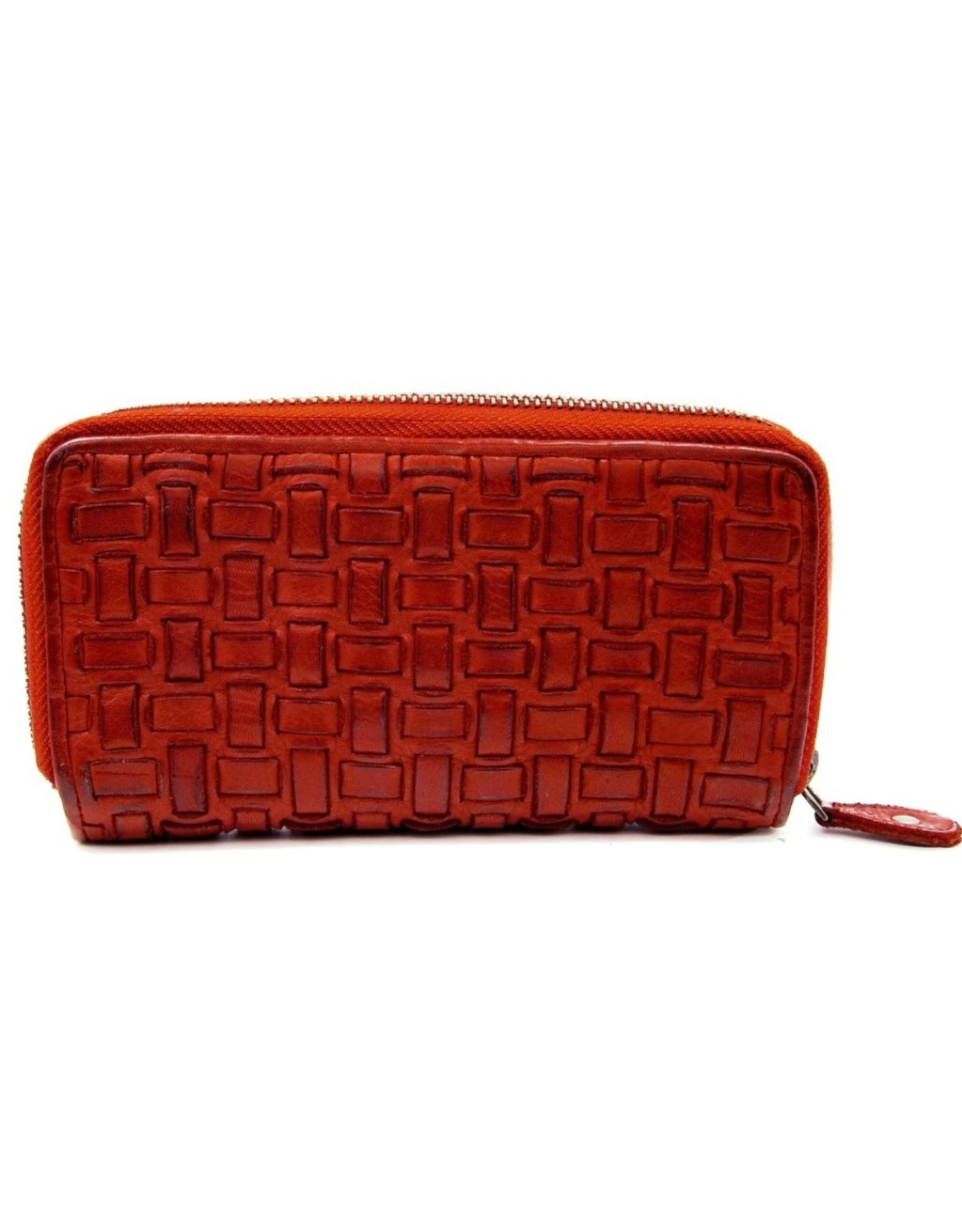 Bellicci Leather Wallets - Leather wallet braided washed leather Bellicci (red)