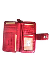 Bellicci Leather Wallets - Leather wallet braided washed leather Bellicci (red)
