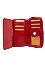 Bellicci Leather Wallets - Leather wallet braided washed leather Bellicci (red)