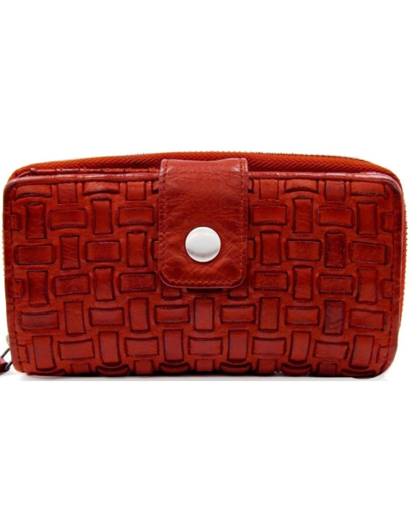 Bellicci Leather Wallets - Leather wallet braided washed leather Bellicci (red)