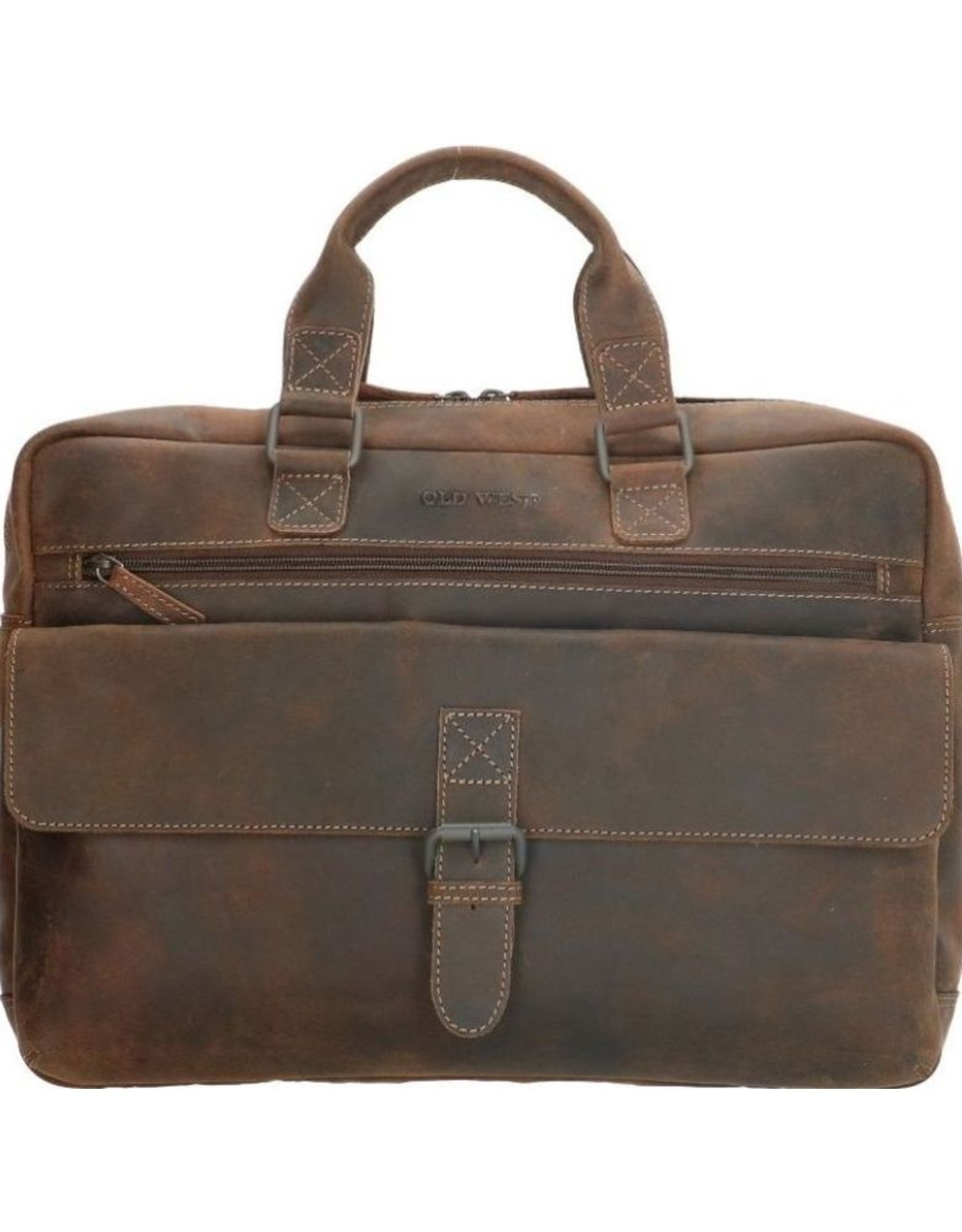 Old West Leren werktassen en Leren laptoptassen - Laptoptas Old West 15,6 " (donkerbruin)