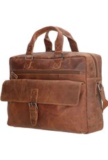 Old West Leren werktassen en Leren laptoptassen - Laptoptas Old West 15,6 " gelooid leer (camel)