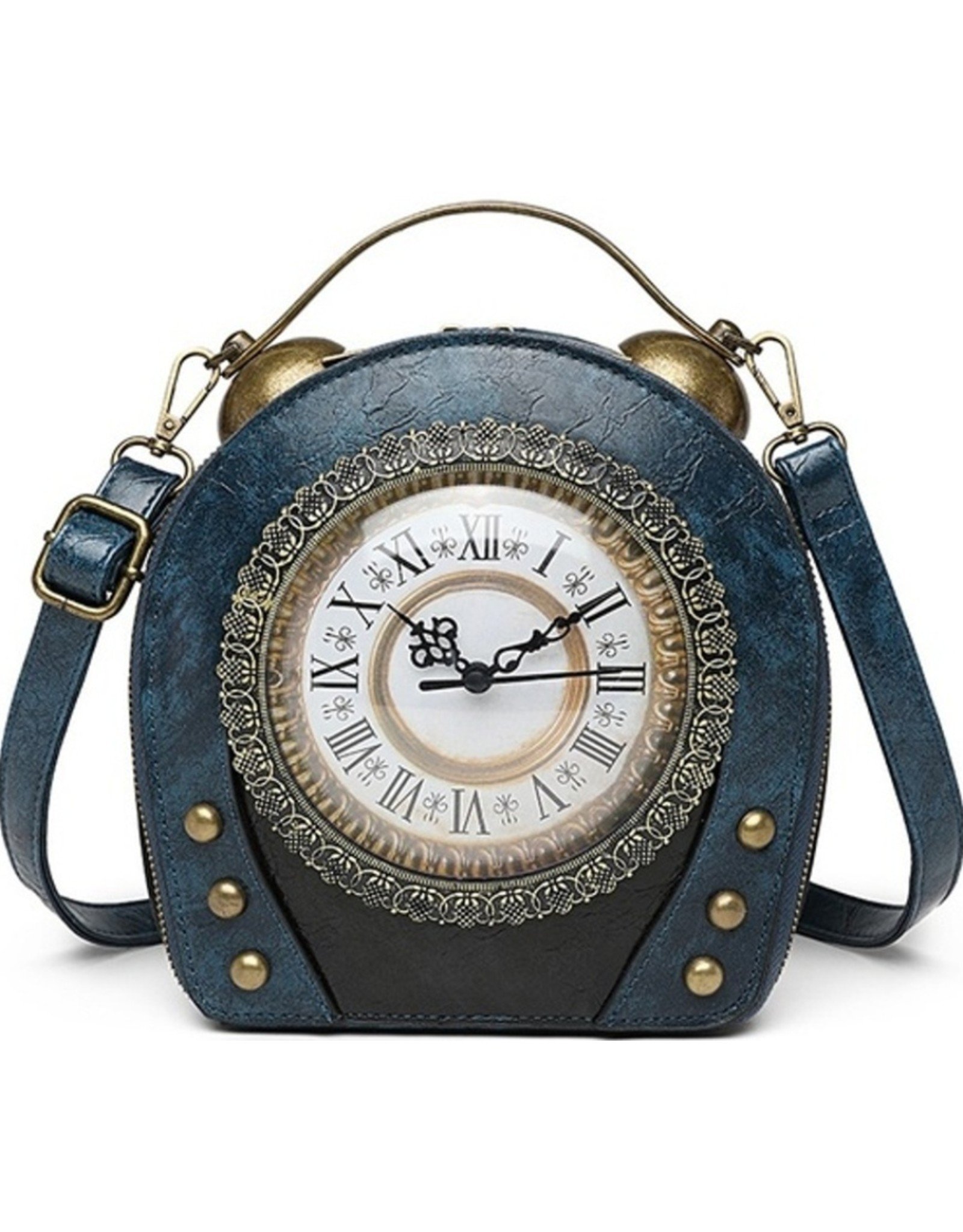 Magic Bags Steampunk bags Gothic bags - Steampunk Vintage Clock handbag with really working Clock (blue)