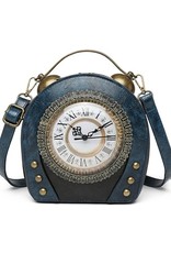 Magic Bags Steampunk tassen Gotic tassen - Steampunk Vintage Klok handtas met echt werkende Klok (blauw)