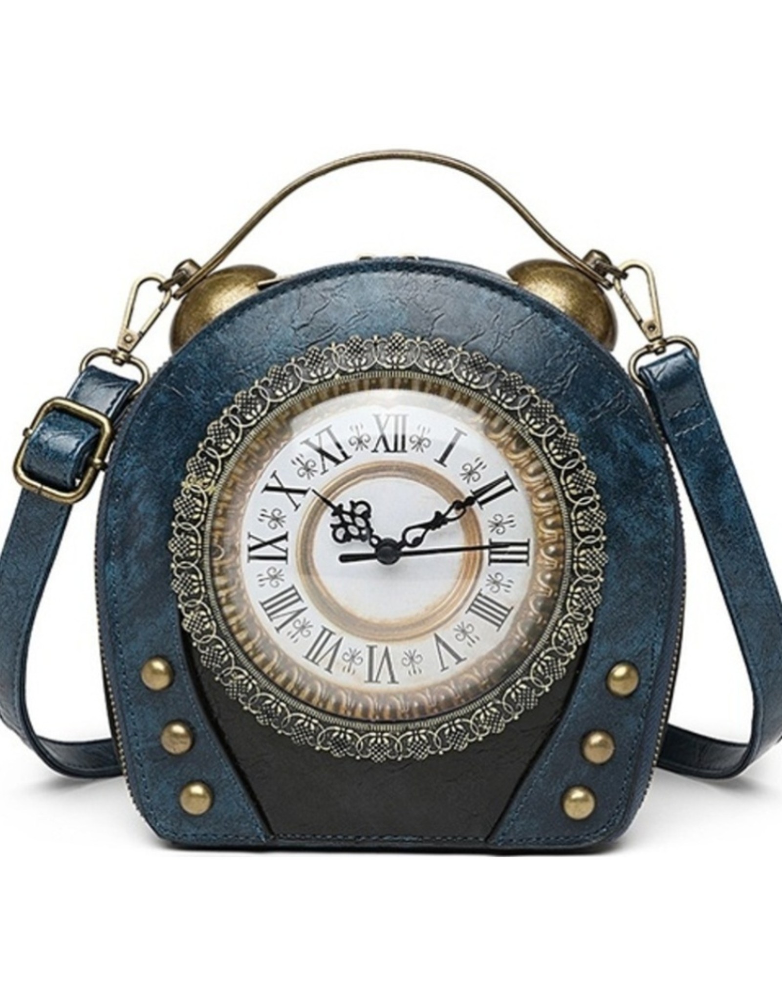 Magic Bags Steampunk tassen Gotic tassen - Steampunk Vintage Klok handtas met echt werkende Klok (blauw)