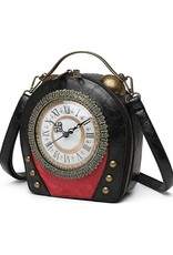 Magic Bags Steampunk bags Gothic bags - Steampunk Vintage Clock handbag with working Clock (black-red)