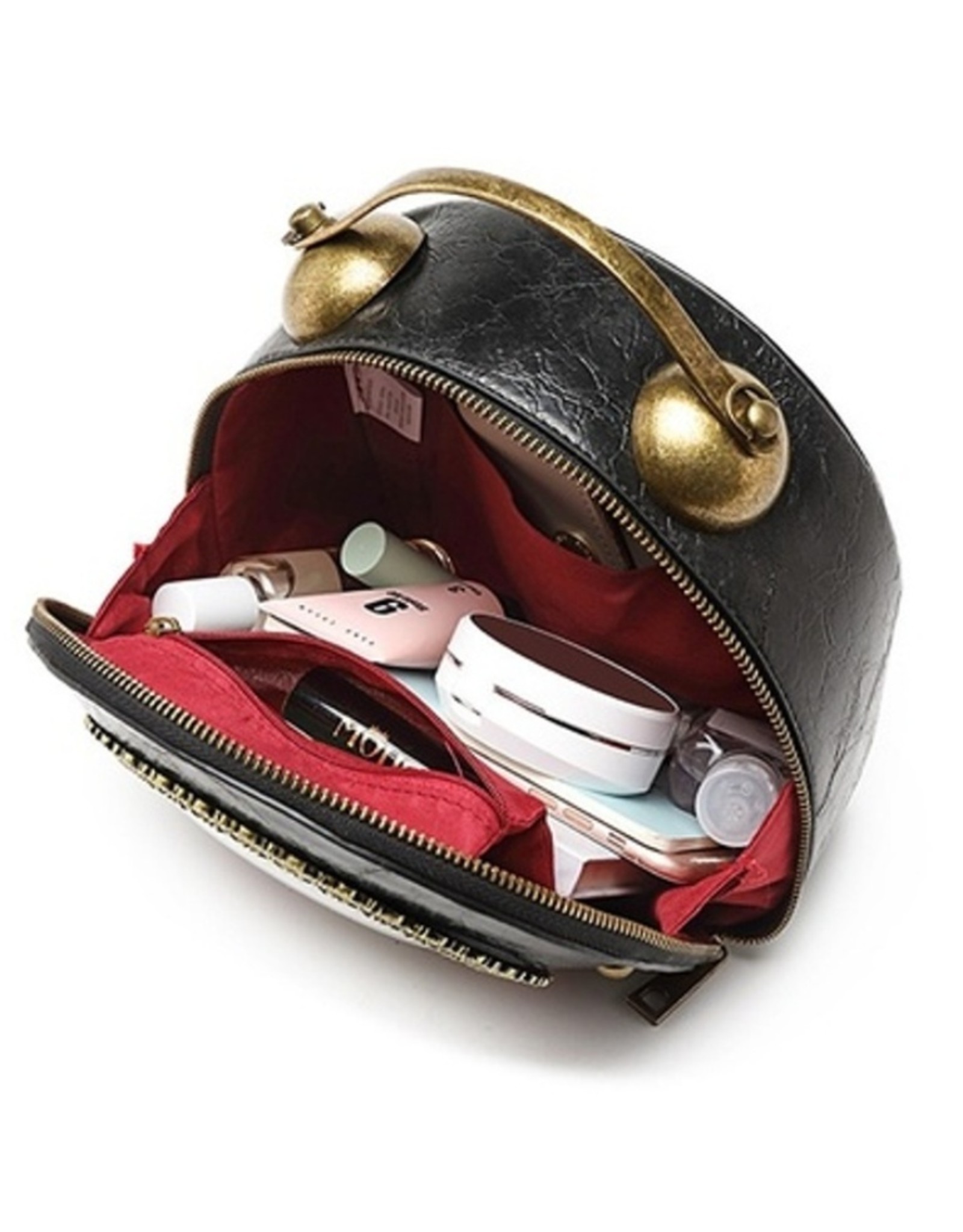 Magic Bags Steampunk bags Gothic bags - Steampunk Vintage Clock handbag with working Clock (black-red)