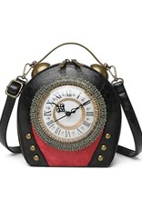 Magic Bags Steampunk bags Gothic bags - Steampunk Vintage Clock handbag with working Clock (black-red)