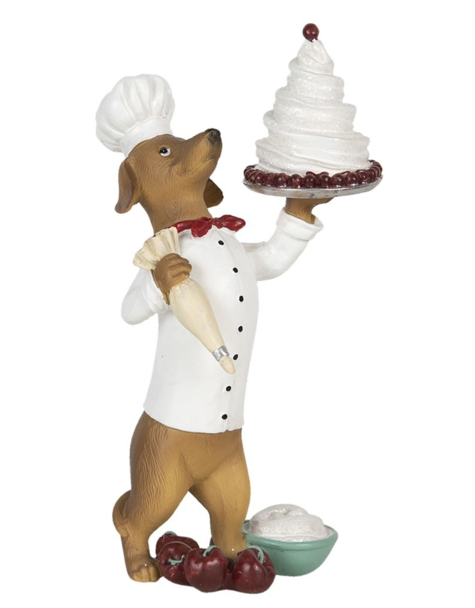 C&E Giftware Figurines Collectables - Dog Pastry Baker with Cake figurine 24cm