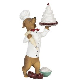 C&E Dog Pastry Baker with Cake figurine 24cm