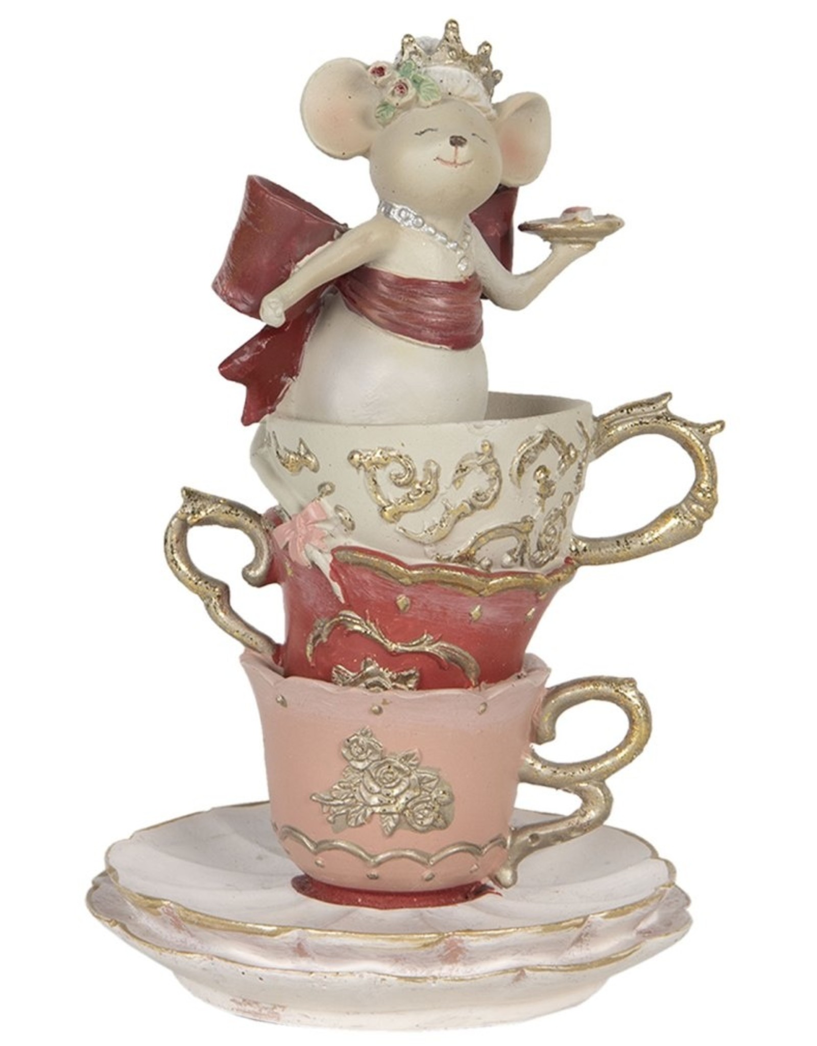 C&E Giftware Beelden Collectables - Muis Prinses in Theemok beeldje 16cm