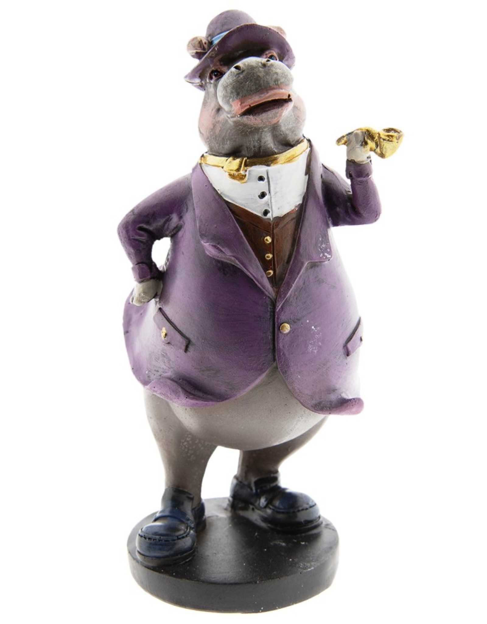 C&E Giftware Beelden Collectables - Nijlpaard Gentlemen met Pijp beeld 19cm