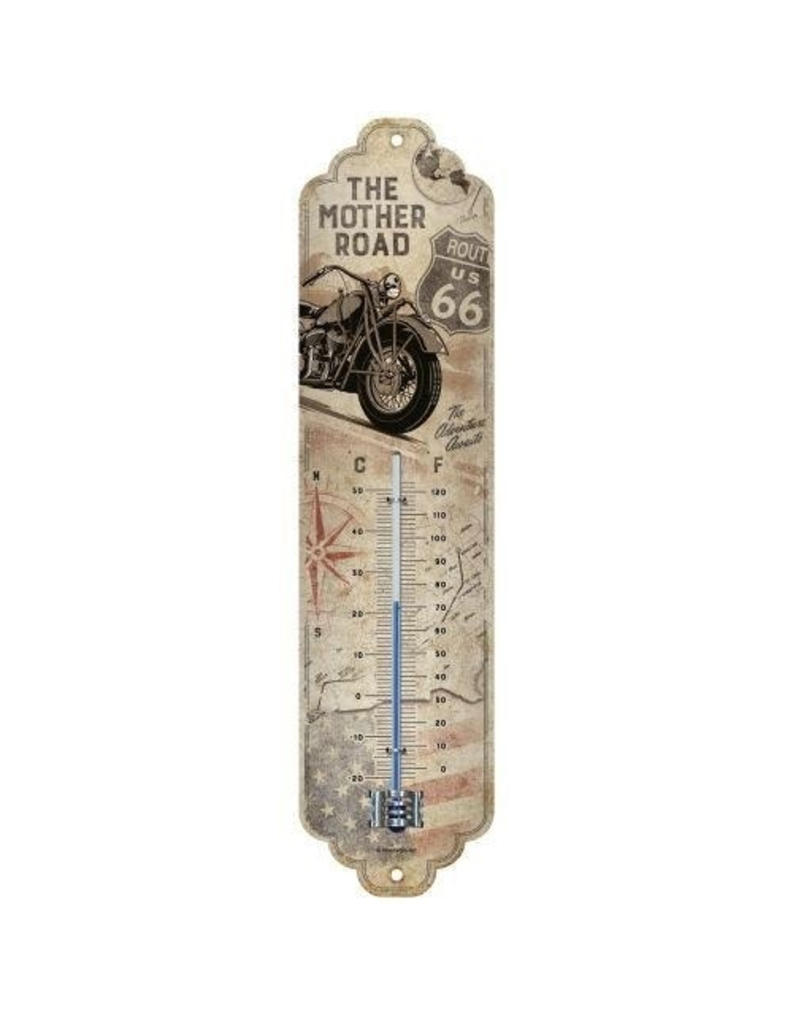 Nostalgic Art Giftware Beelden Collectables -Route 66 Bike Map Thermometer