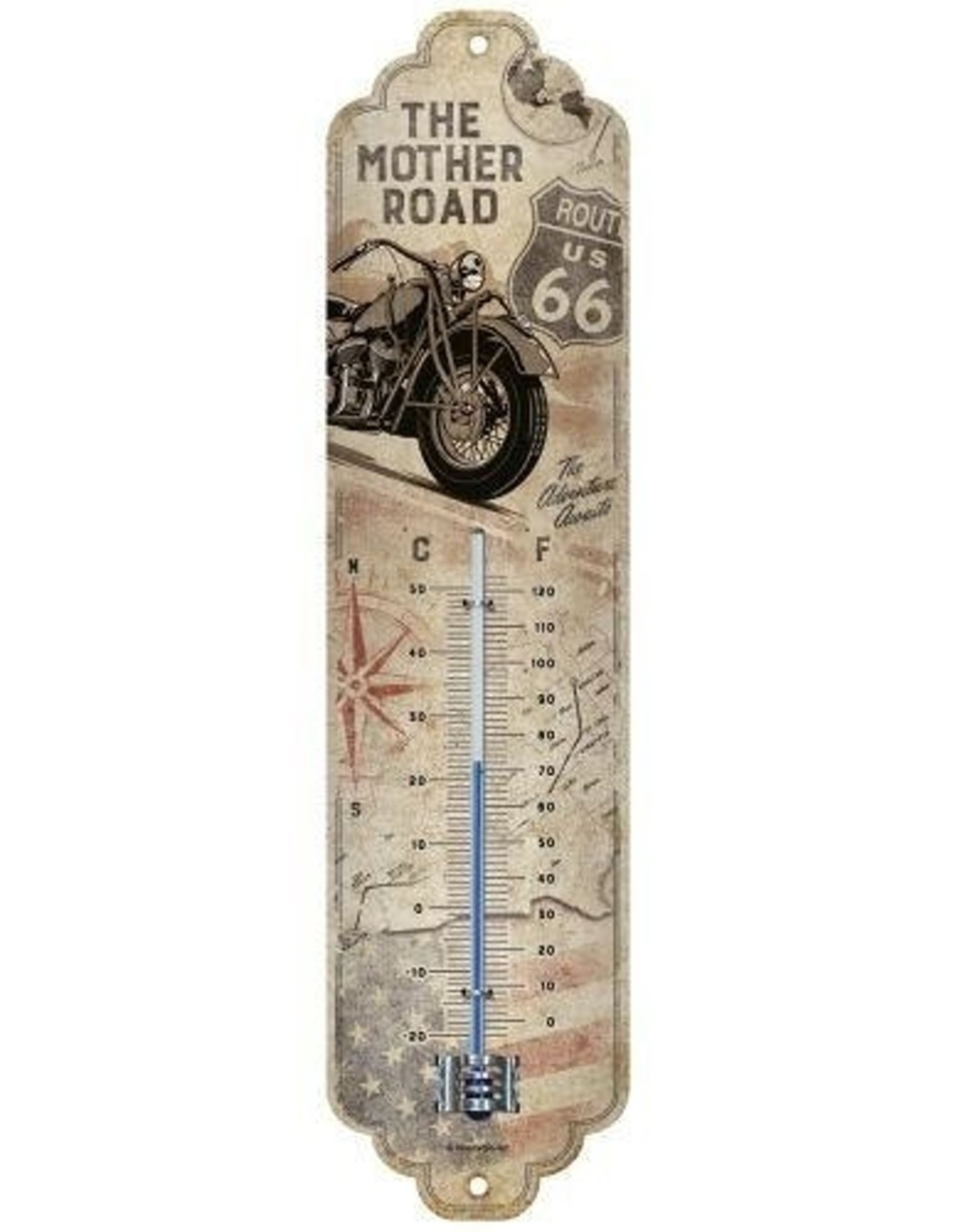 Nostalgic Art Giftware Figurines Collectables - Route 66 Bike Map Thermometer
