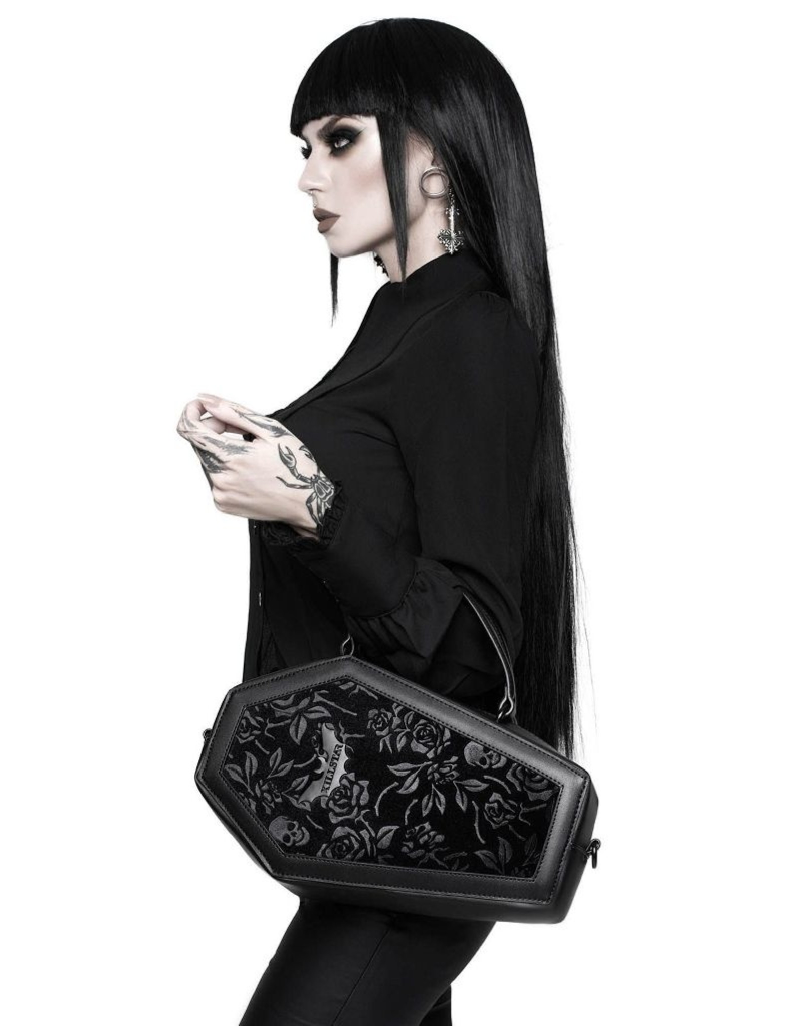 Killstar Killstar tassen en accessoires - Killstar Vampire's Kiss doodskist handtas (zwart)