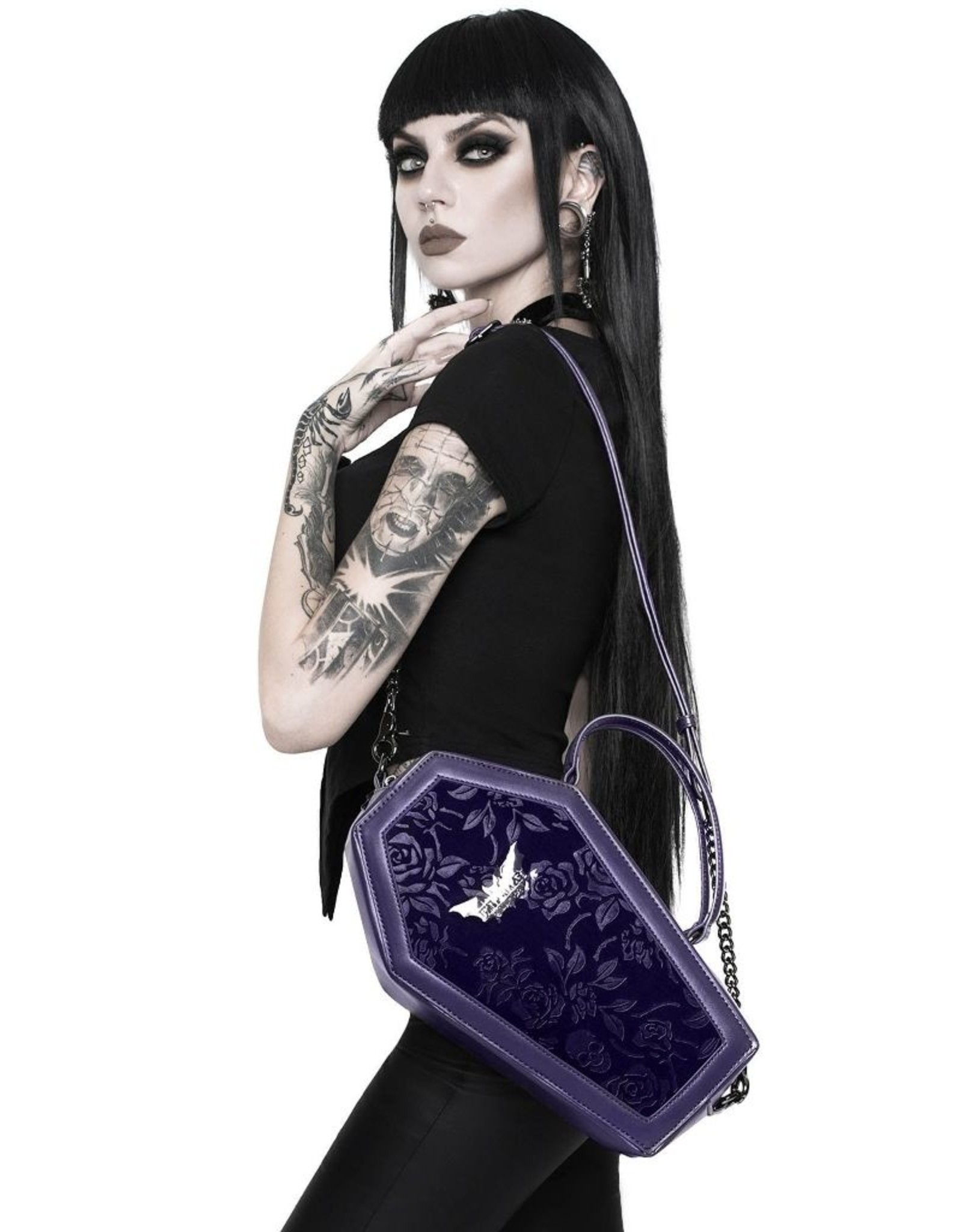 Killstar Killstar bags and accessories - Killstar Vampire's Kiss coffin handbag (plum)