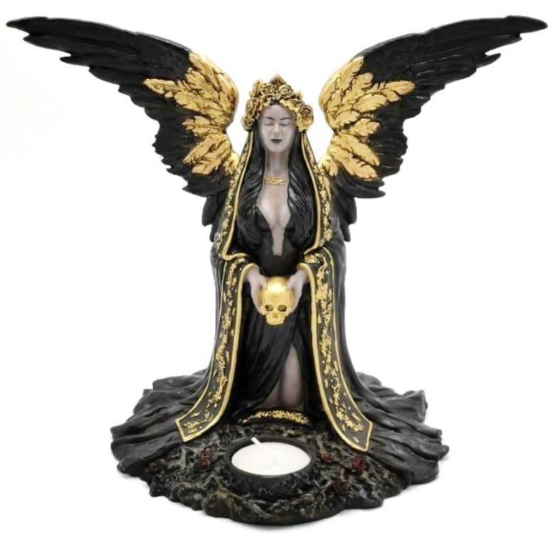Theelichthouder Gargoyle als bewaker met vleugels figuur 21 cm handgemaakte decoratieve theelichthouder van polyhars - Gothic beeld voor huis, terras en tuin - cadeau-idee