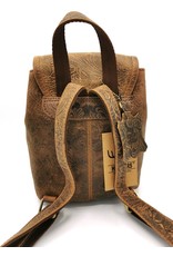 Hunters Leather backpacks  and leather shoppers - Leather Backpack with Relief Flower pattern Natural