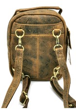 Hunters Leather backpacks  and leather shoppers - Leather Backpack with Relief Flower pattern light brown