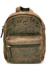 Hunters Leather backpacks  and leather shoppers - Leather Backpack with Flower Pattern brown