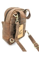 Hunters Leather backpacks  and leather shoppers - Leather Backpack with Flower Pattern brown